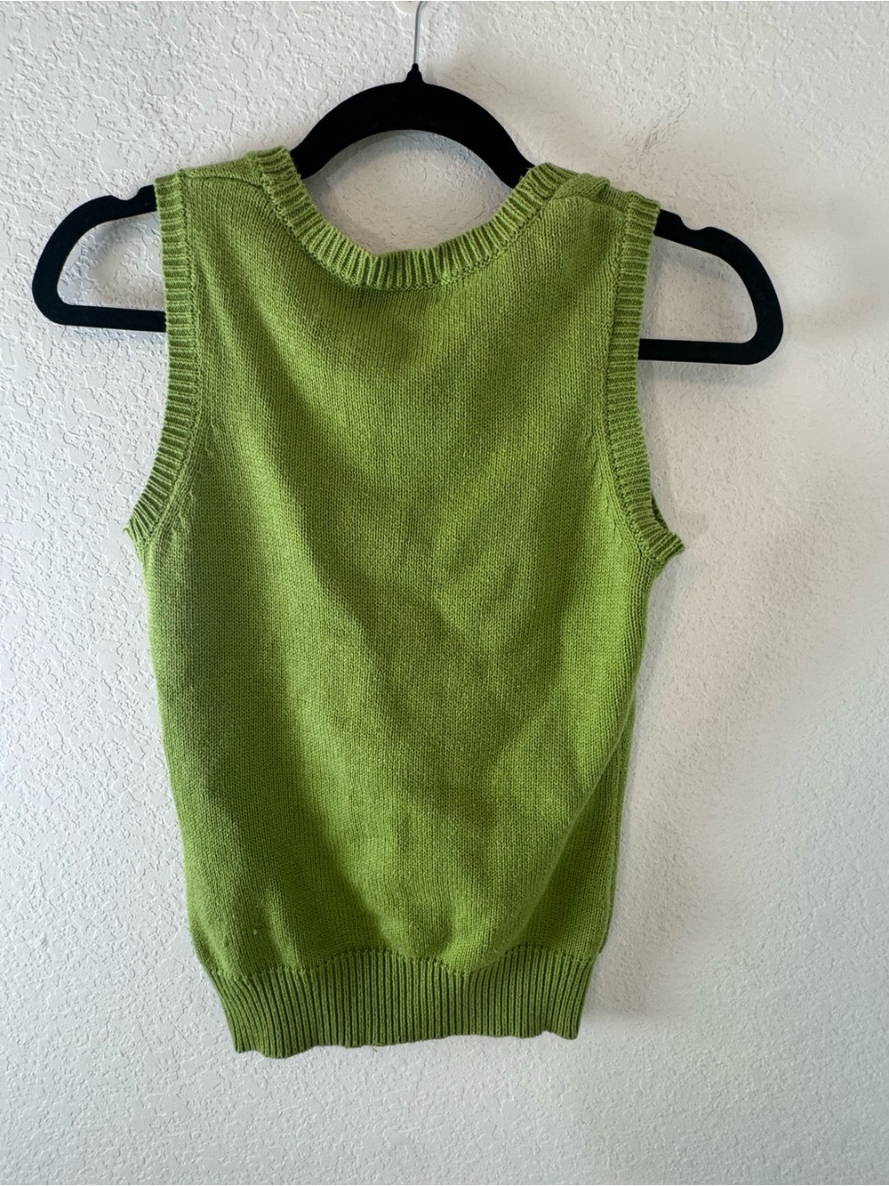 Lime Green Argyle Knit Tank with Pink & Red Diamonds preppy colligate y2k S - Picture 3 of 3